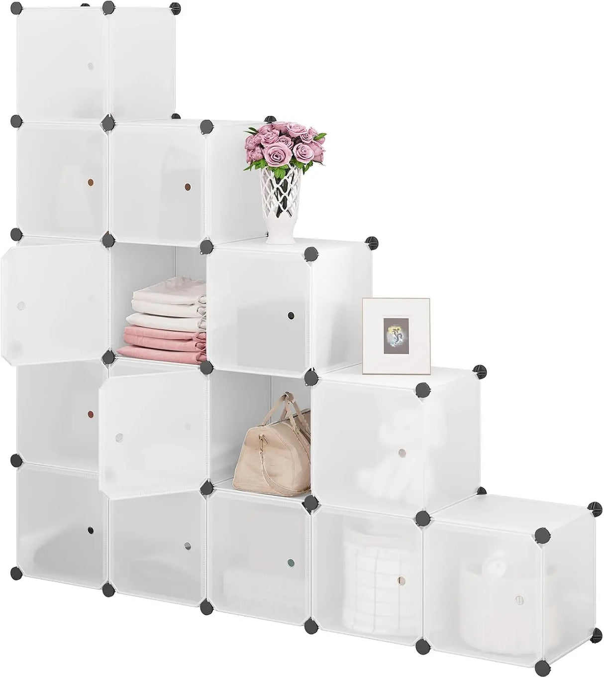 BukkitBow modulair opbergsysteem met 15 cubes en magnetische deuren, stevig opbergrek voor veelzijdige opslag.