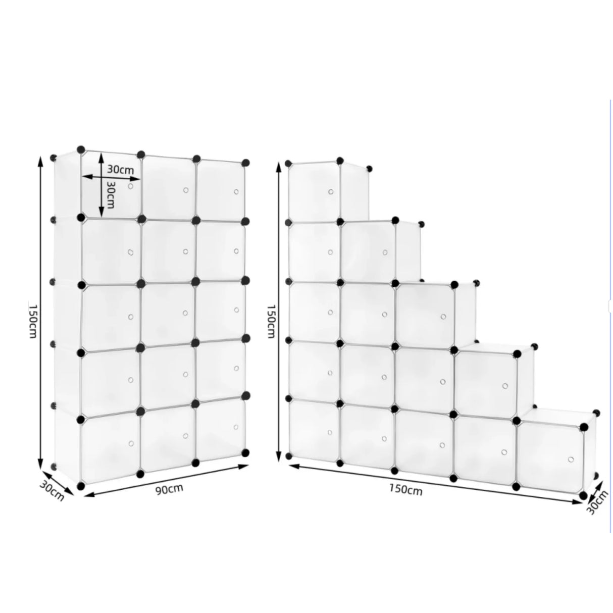 BukkitBow modulair opbergsysteem met 15 cubes en magnetische deuren, zwart metalen opbergrek voor organisatie en opslag