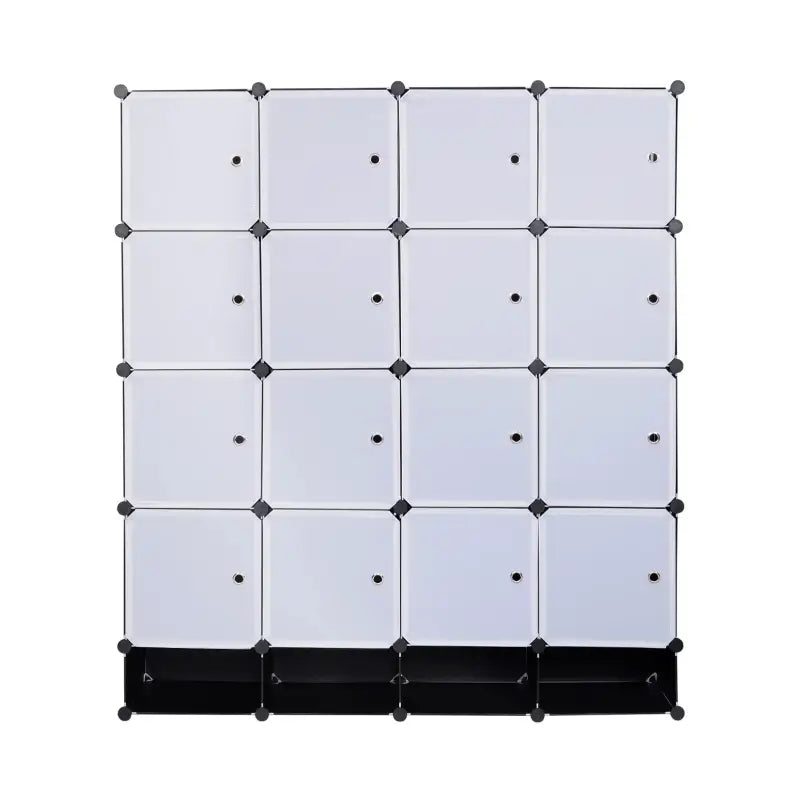 Modulaire BukkitBow kledingkast met 16 kubussen en schoenenvakken, zwart, 165x148x35 cm, ideaal voor opslag en organisatie