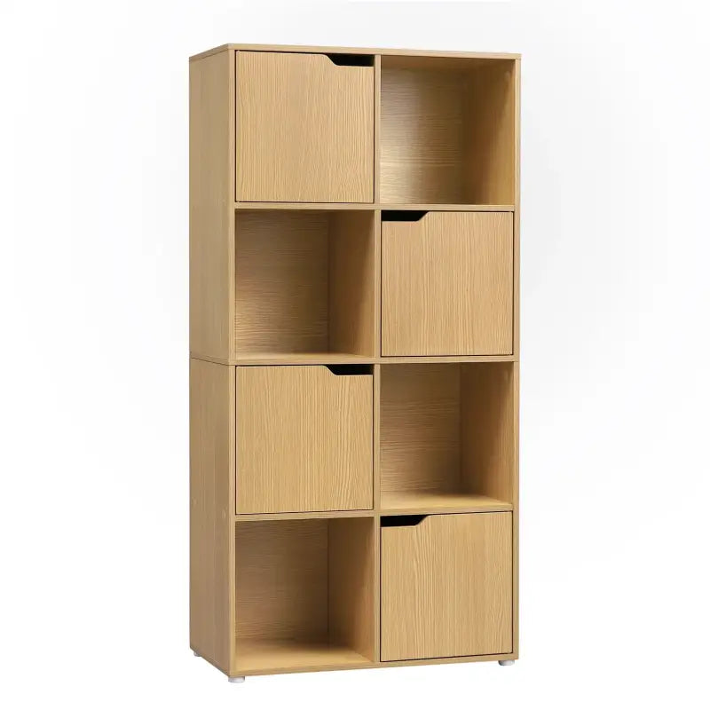 BukkitBow multifunctionele boekenkast met 8 compartimenten, compact en stijlvol, veilig ontwerp, afmetingen 60x120x30cm.