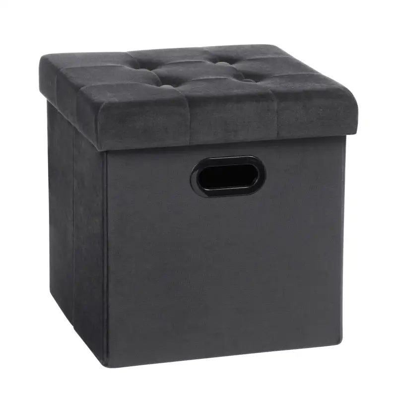 BukkitBow opbergpoef met leren en fluwelen bekleding, comfortabel zitmeubel, 38L capaciteit, 37,5x37,5x38cm in de afbeelding
