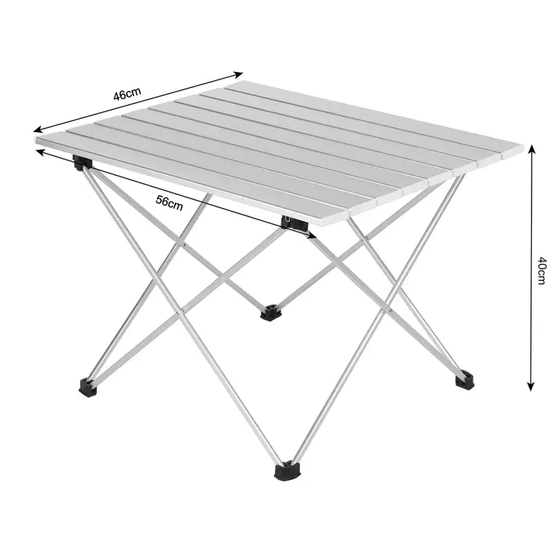 BukkitBow opvouwbare aluminium campingtafel met opbergtas, afmetingen 46x40x56 cm, lichte en draagbare campingtafel.