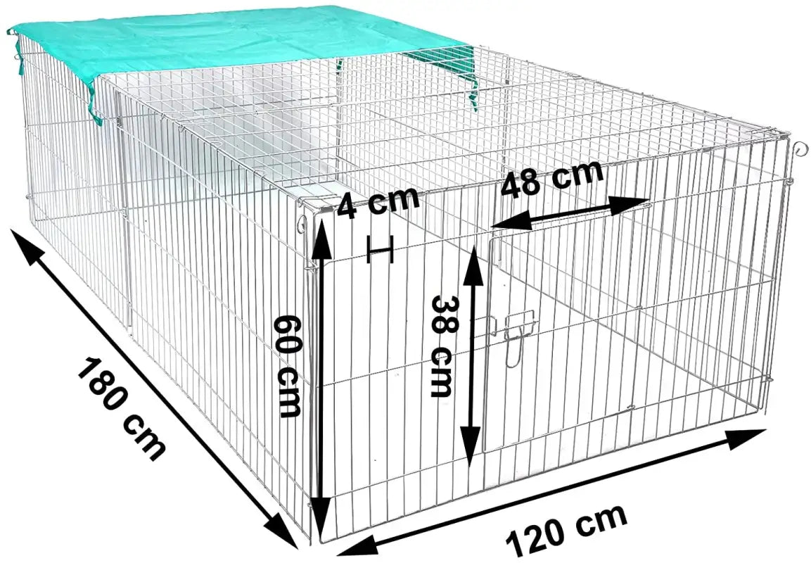 BukkitBow opvouwbare metalen dierenkooi met 3 deuren, in afmetingen 180x120x60cm of 216x116x65cm, geschikt voor dieren.