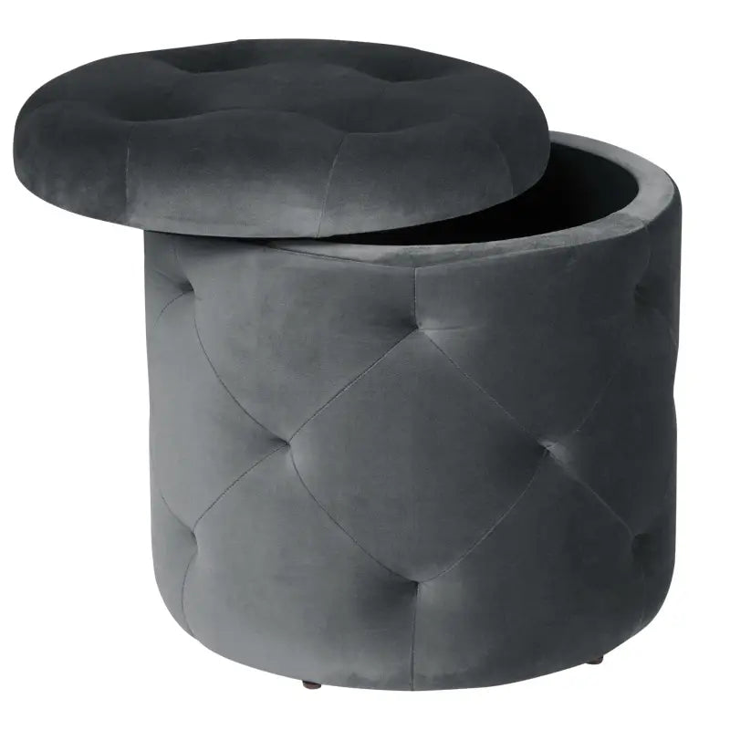 BukkitBow poef met fluweelzitting, praktische opbergruimte, elegante design, 39,5x40cm, comfortabele kruk voor woonkamer of slaapkamer