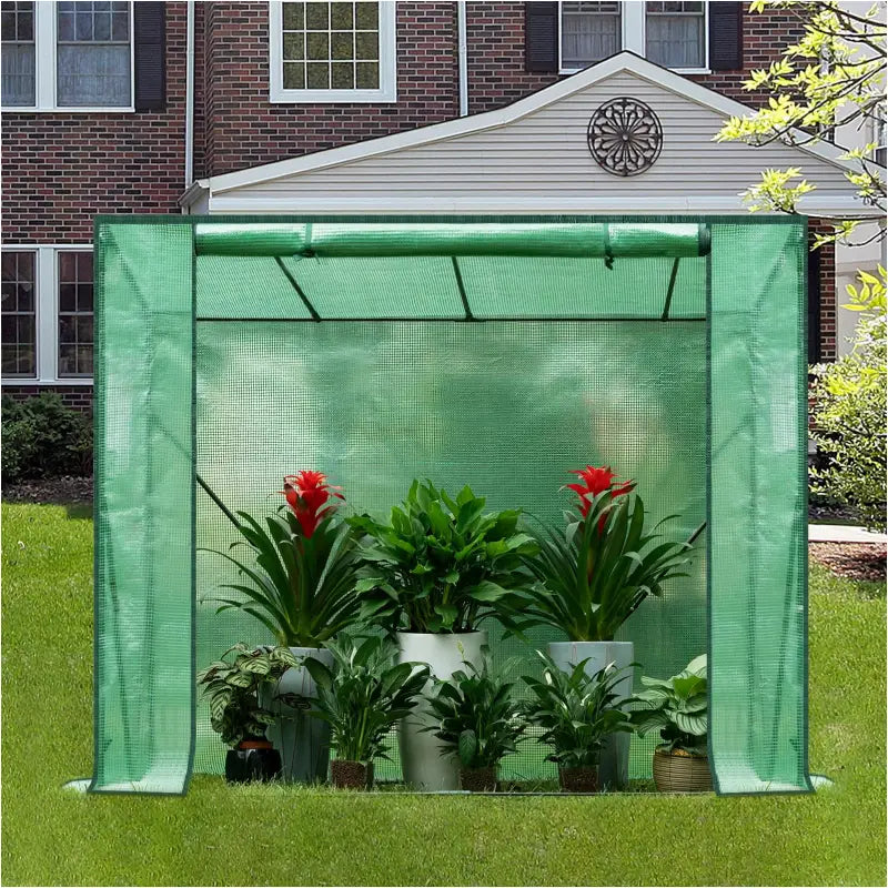 BukkitBow polytunnel tuinkas voor groenten, winterproof, met groot luik en drie bloemenplanken, afmetingen 200x169x77 cm