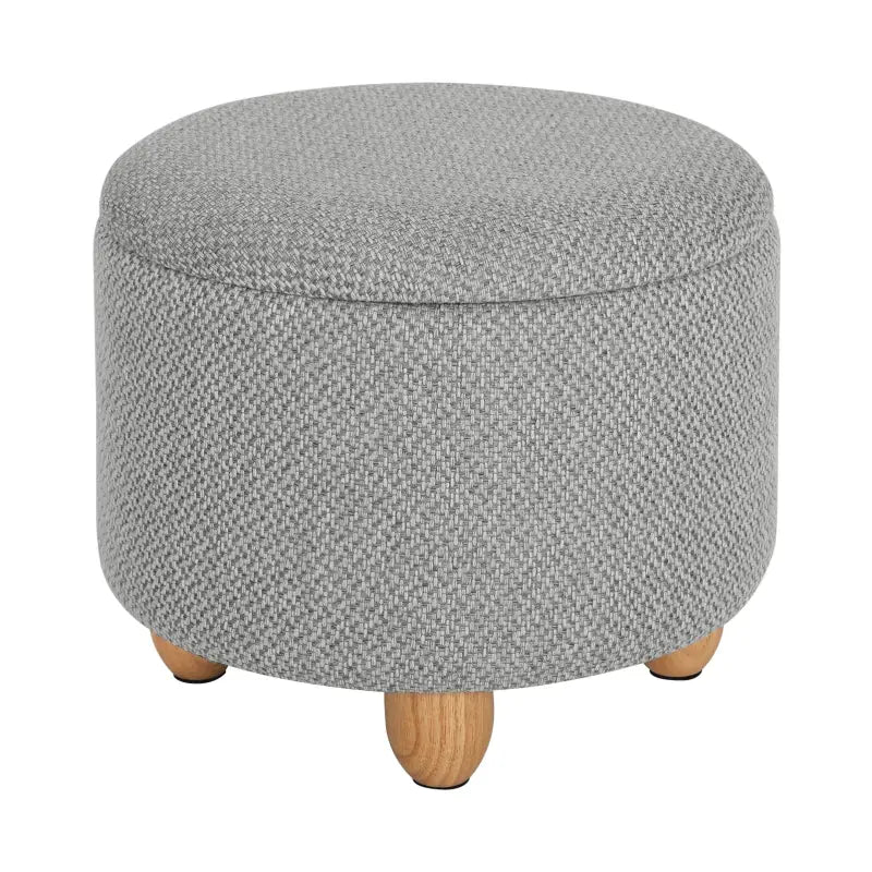 Ronde BukkitBow opbergpoef met zitkist en deskel, 39x39x33 cm, multifunctionele voetenbank met opbergruimte.