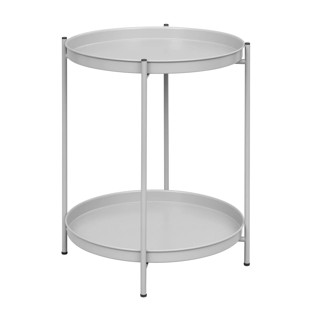 Ronde salontafel van BukkitBow met metalen frame en twee afneembare dienbladen, stijlvolle bijzettafel voor woonkamer.