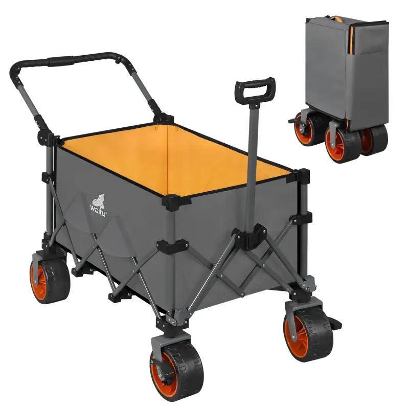 BukkitBow opvouwbare bolderkar met metalen frame, Oxford doek en grote all-terrain wielen, geschikt voor veelzijdig gebruik.