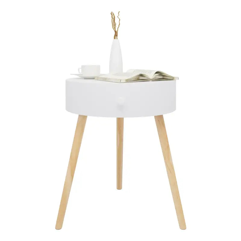 Scandinavisch nachtkastje BukkitBow van MDF en grenen, waterbestendig met anti-slip voeten, 38x38x47cm, modern design.