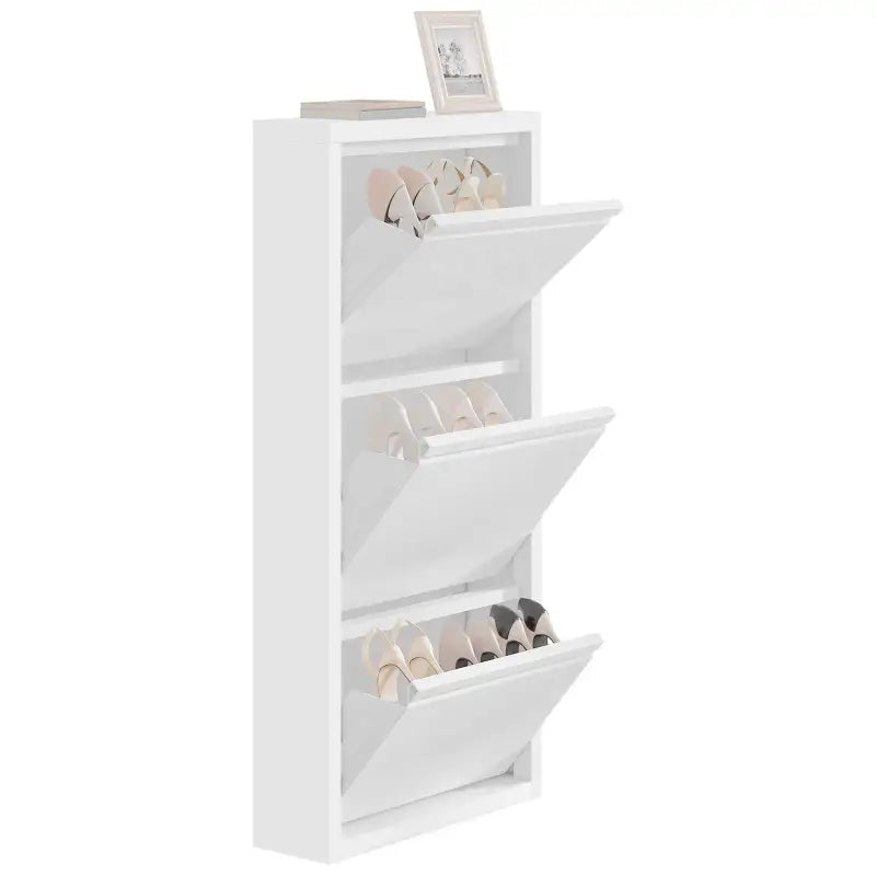 BukkitBow schoenenrek van metaal met 3 kleppen, afmetingen 50x106x15cm, voor het organiseren van schoenen in de hal.