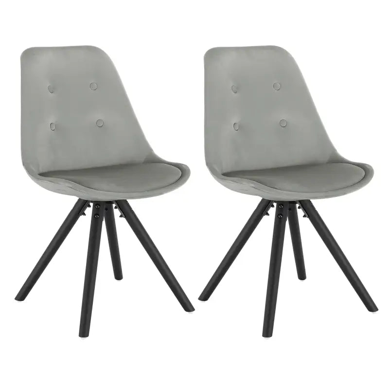 BukkitBow set van 2 stoffen fluwelen eetkamerstoelen met ergonomisch zitcomfort en stijlvol ontwerp, zithoogte 46 cm.