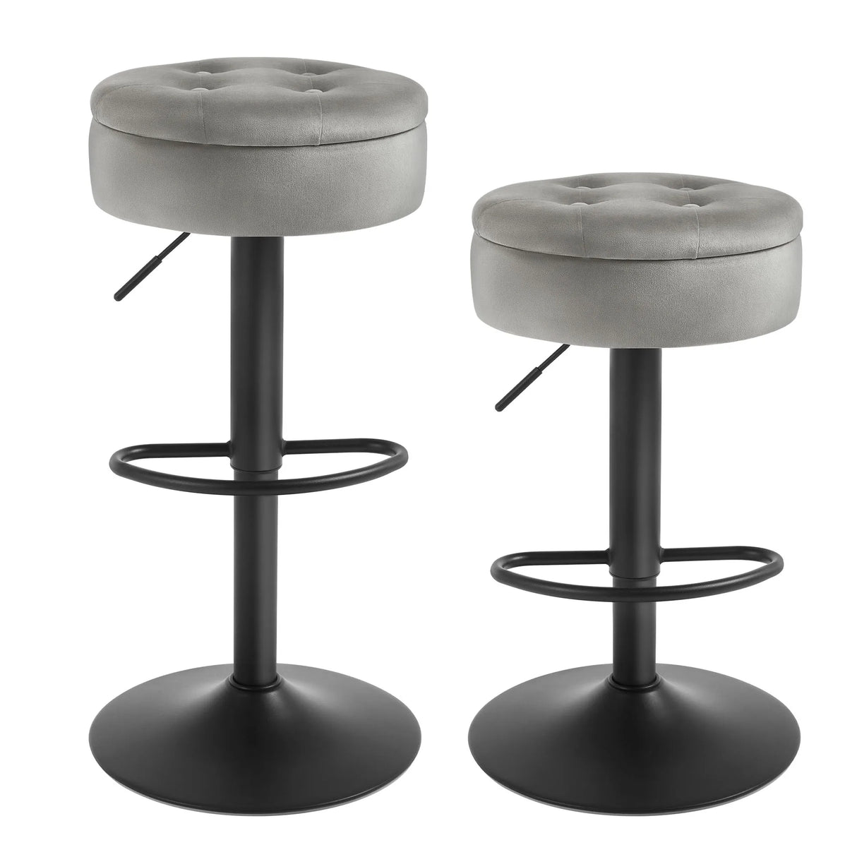 Set van 2 verstelbare barkrukken van BukkitBow, kunstleer of fluweel, met hoge zithoogte en modern design.
