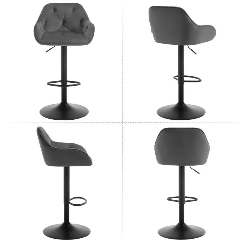 Set van 2 velvet barkrukken met metalen frame, voetensteun en verstelbare zithoogte van 62,5-84cm van BukkitBow.
