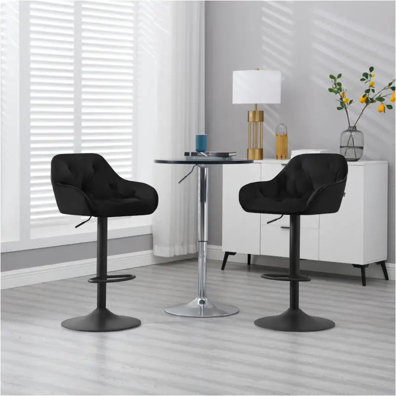 Set van 2 velvet barkrukken met metalen frame en voetensteun, verstelbare zithoogte van 62,5-84 cm, door BukkitBow.