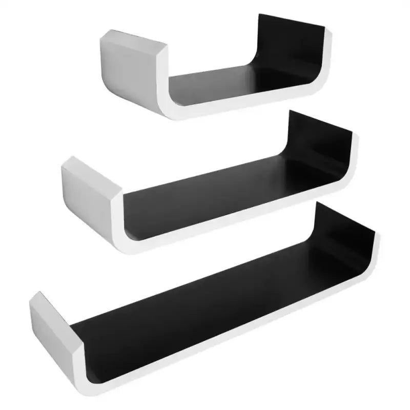 BukkitBow set van 3 langwerpige wandplanken van MDF in diverse kleuren, afmetingen 60, 45 en 30 cm, voor boeken en decoratie.