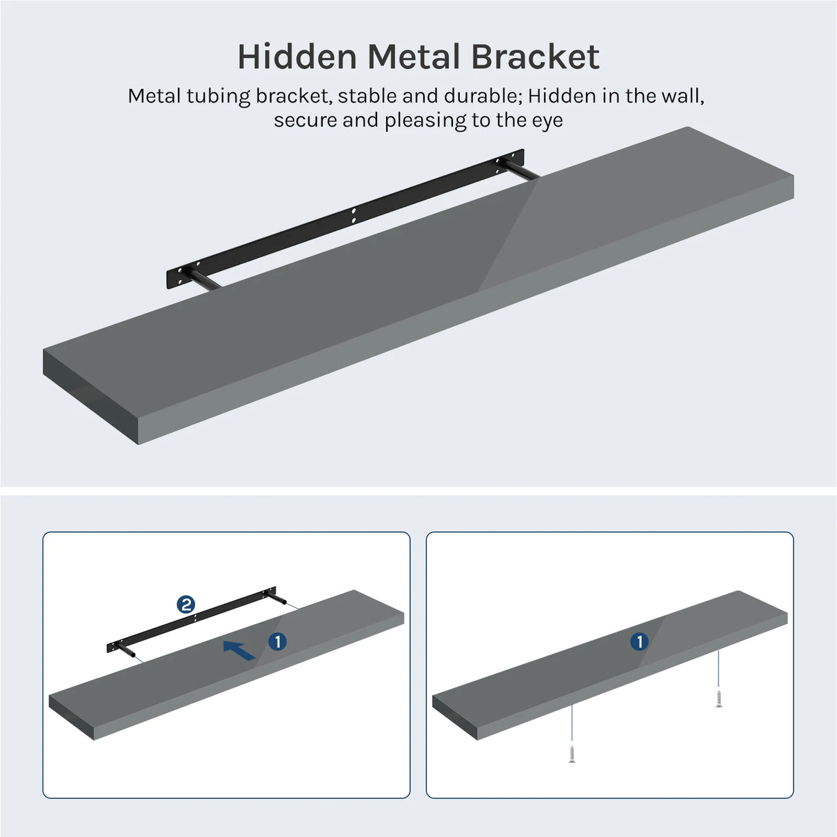 BukkitBow - Set van 3 Zwevende Wandplanken - Fotoplank - Wandrek - Muurdecoratie