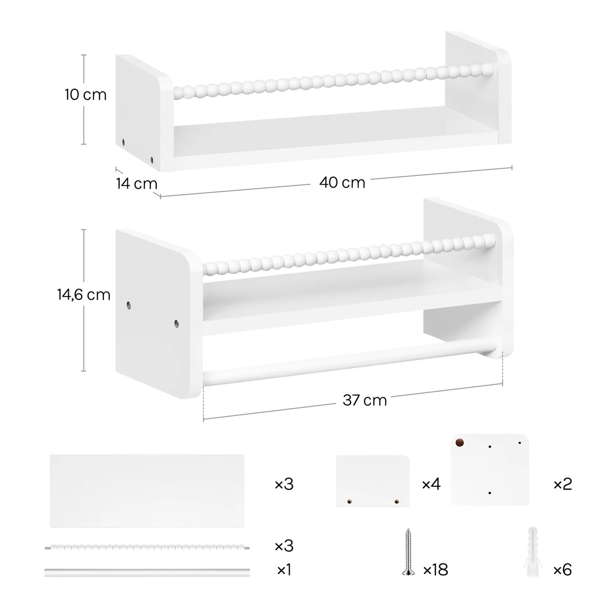 Set van 3 houten zwevende wandplanken van BukkitBow, ideaal als boekenrek voor kinderkamer of decoratie.