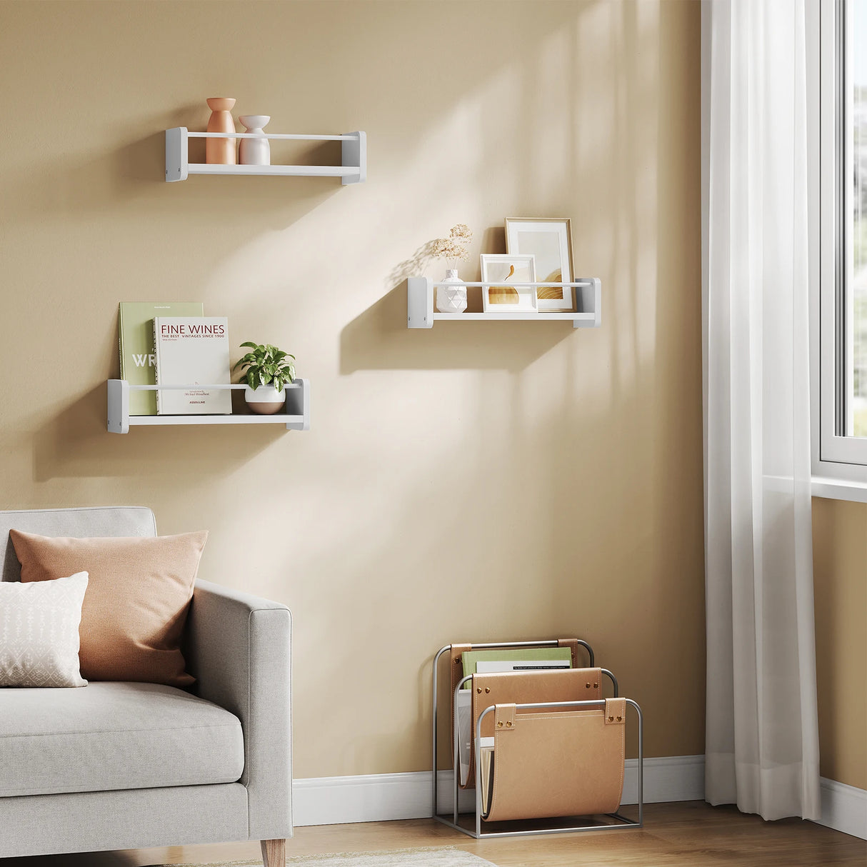 BukkitBow - Set van 3 Zwevende Wandplanken - Modern - Fotoplank - Wandrek voor Kinderkamer