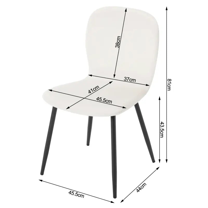 Set van 4 BukkitBow eetkamerstoelen met fluwelen bekleding, metalen poten en ergonomisch ontwerp voor comfortabel gebruik.