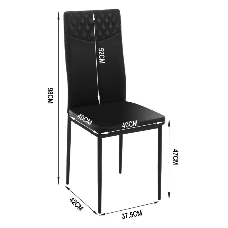 Set van 4 BukkitBow eetkamerstoelen met kunstleer of fluweel, metalen poten, ergonomisch en duurzaam, 40x98x52 cm.
