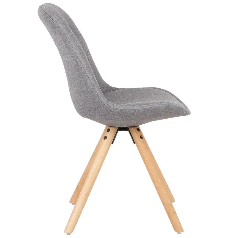 Set van 4 linnen eetkamerstoelen van BukkitBow met massief houten poten, ergonomisch ontwerp en zithoogte van 46 cm.
