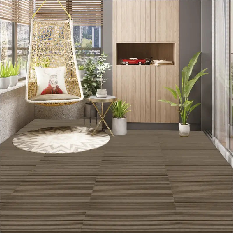 BukkitBow WPC terrasplanken set met 6 tegels van 30x60cm, plug-in systeem voor duurzame terrasvloer