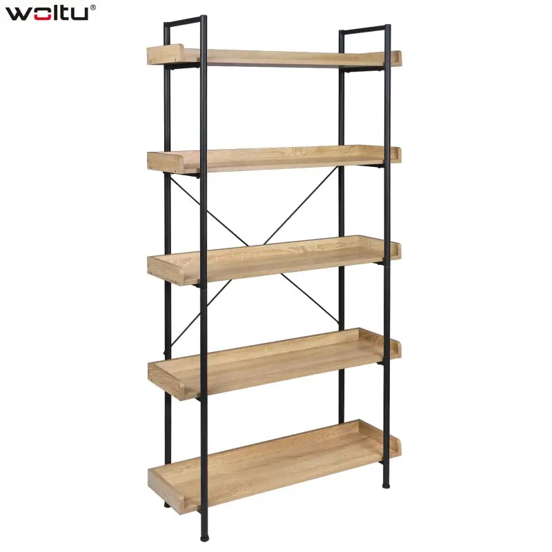 BukkitBow staande boekenkast met 5 water- en krasbestendige planken, eenvoudig te monteren, geschikt voor elke ruimte, 91x25,5x173cm.