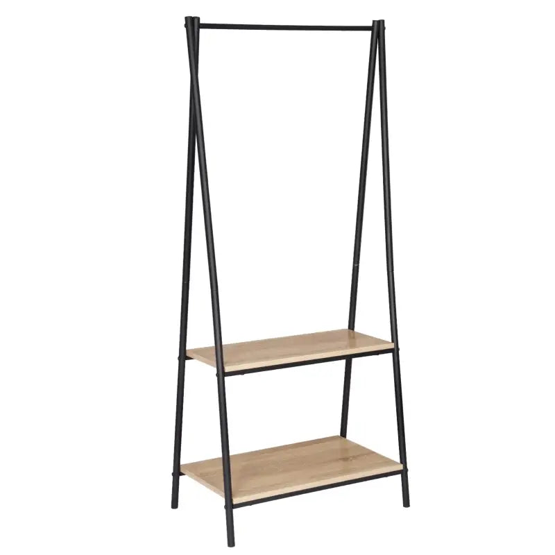 BukkitBow staande kapstok met opbergplanken, schoenenrek en zware kledingrail, eenvoudig te monteren, afmetingen 151x60x40cm