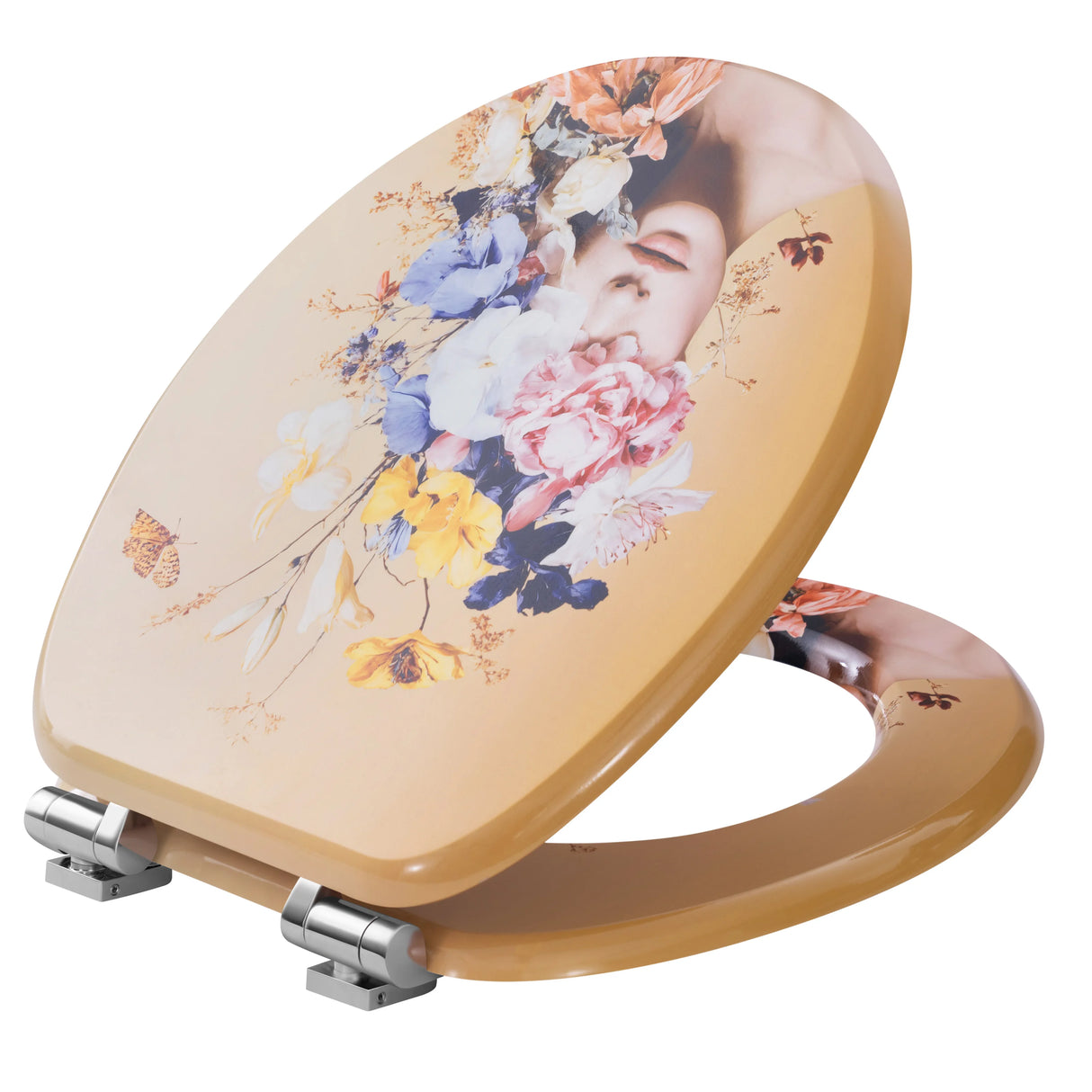 BukkitBow toiletbril met softclose, waterafstotend en antibacterieel, met print, geschikt voor toiletzitting, V7 model.