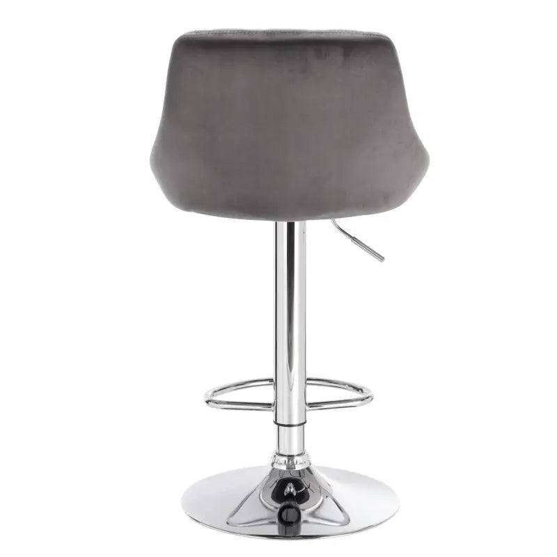 Verstelbare BukkitBow barkruk met verchroomd staal, fluwelen zitting en hoge rugleuning, zithoogte 60-82 cm, ergonomisch ontwerp