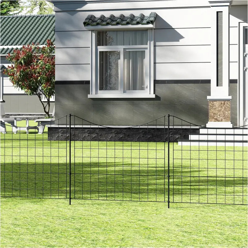 BukkitBow tuinhek compleet set met zwart metalen gaashekwerk voor vijver of tuin, inclusief tuinhek en accessoires