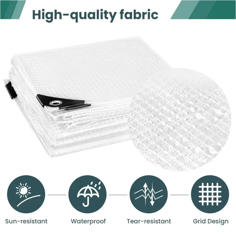 Transparant waterdicht BukkitBow afdekzeil met aluminium oogjes, UV- en weerbestendig, 140g/m², diverse maten