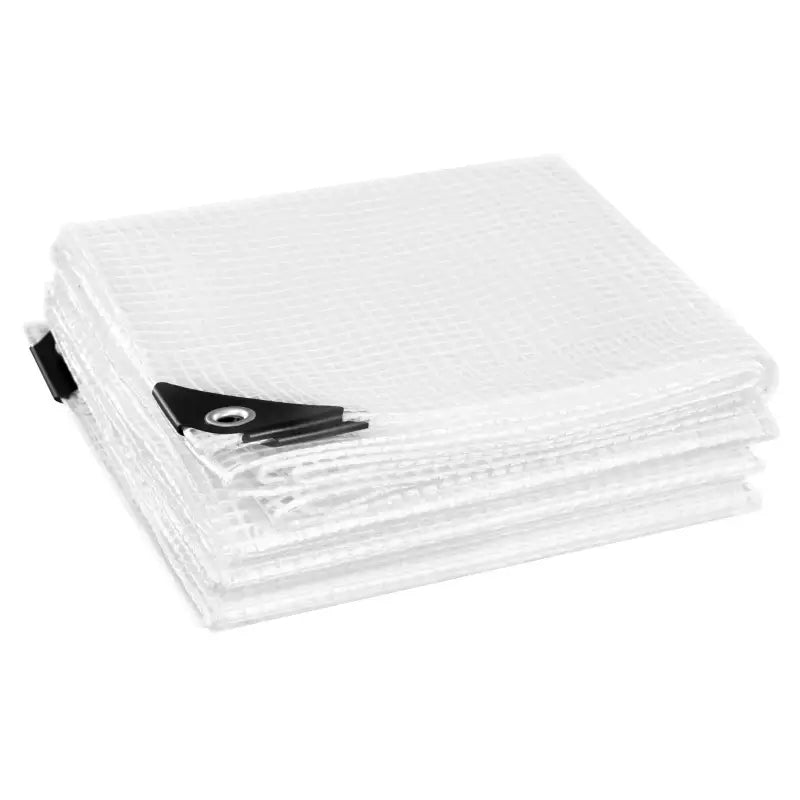 Transparant waterdicht BukkitBow afdekzeil met aluminium oogjes, UV- en weerbestendig, 140g/m², diverse maten.