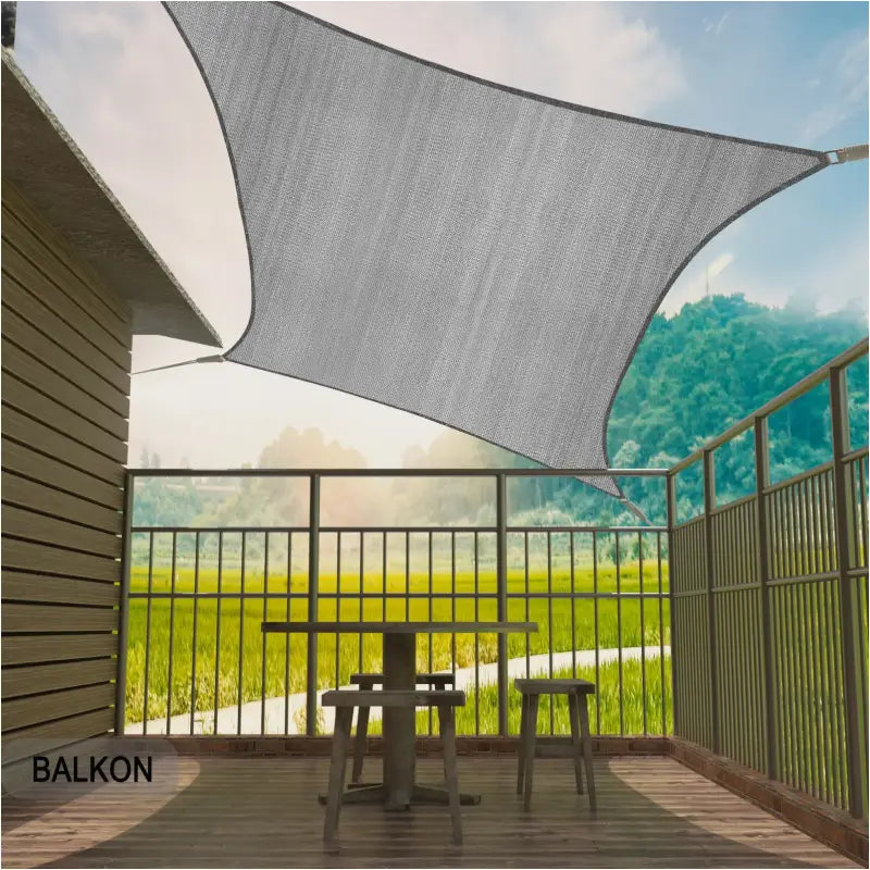 BukkitBow zonnescherm schaduwdoek van 180g/m² in drie formaten, scheurbestendig met bevestigingsmaterialen en tot 85% zonbescherming.