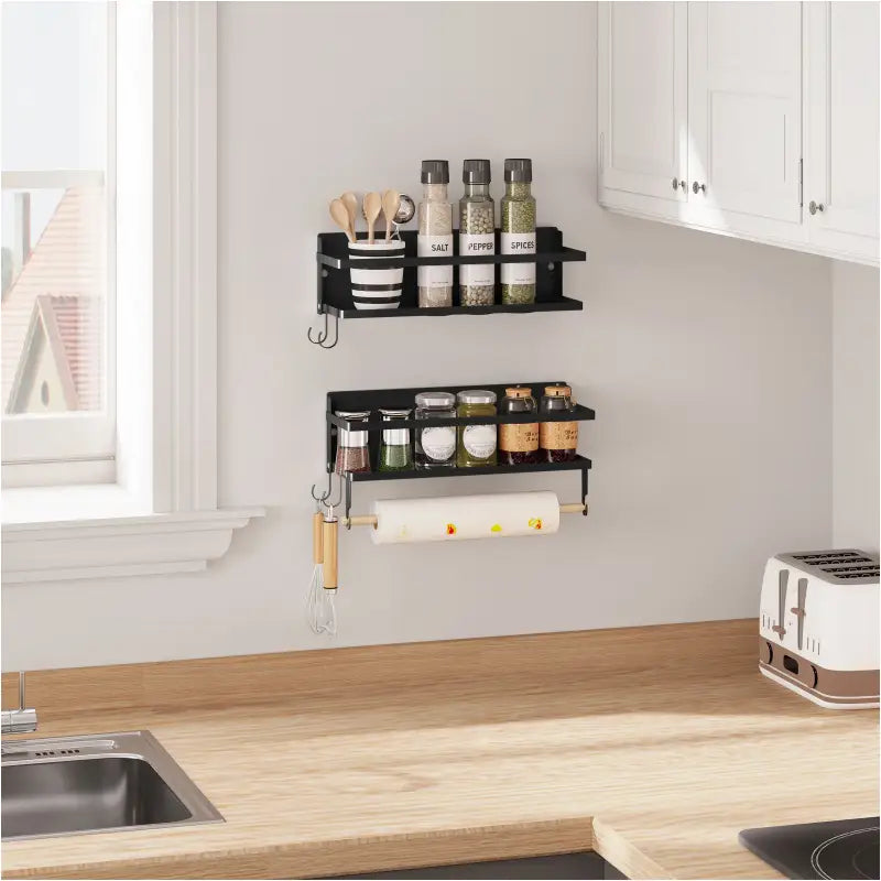 BukkitBow - Set van 2 Kruidenrekken - Metaal en Hout Stang