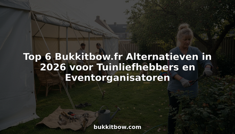 Een groep mensen is druk bezig met het opzetten van een tent en het neerzetten van stoelen en tafels in de tuin voor een gezellig tuinfeest.