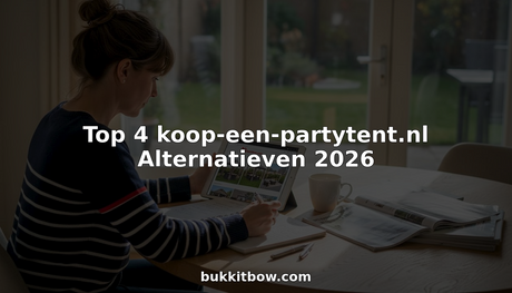 Aan de keukentafel zit een vrouw rustig verschillende partytenten te vergelijken, terwijl ze de opties naast elkaar legt om de beste keuze te maken voor haar feest.