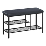 BukkitBow schoenenrek met industrieel design, kussen en open opbergvakken voor schoenen en accessoires.