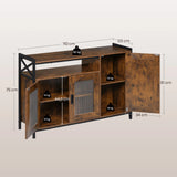 Industrieel BukkitBow Dressoir met verstelbare planken, keukenkast met houten en metalen details, zwart afwerking, moderne stijl
