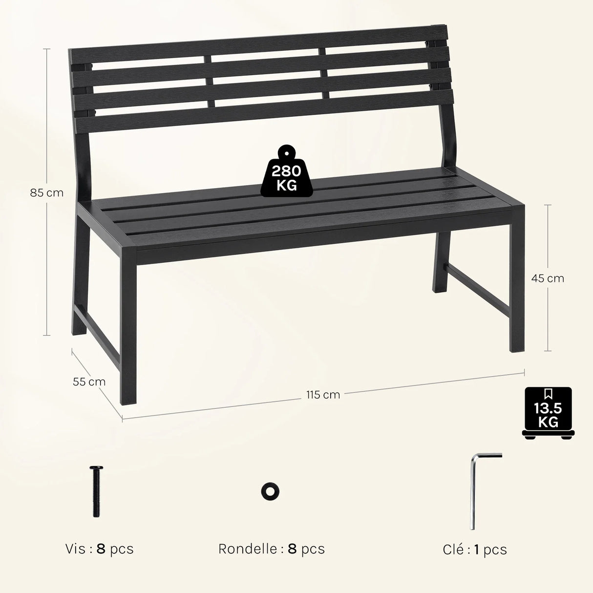 Moderne BukkitBow tuinbank met houten latten en metalen frame, geschikt voor in de tuin of op het terras