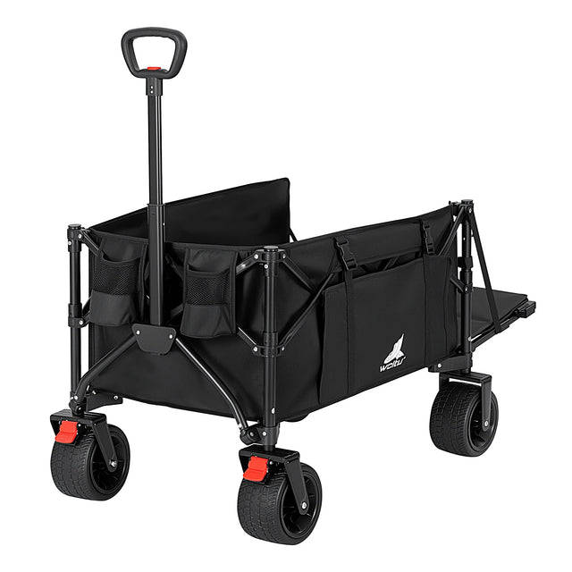 BukkitBow opvouwbare bolderkar met grote capaciteit en all-terrain wielen, geschikt voor zware lasten en diverse ondergronden.