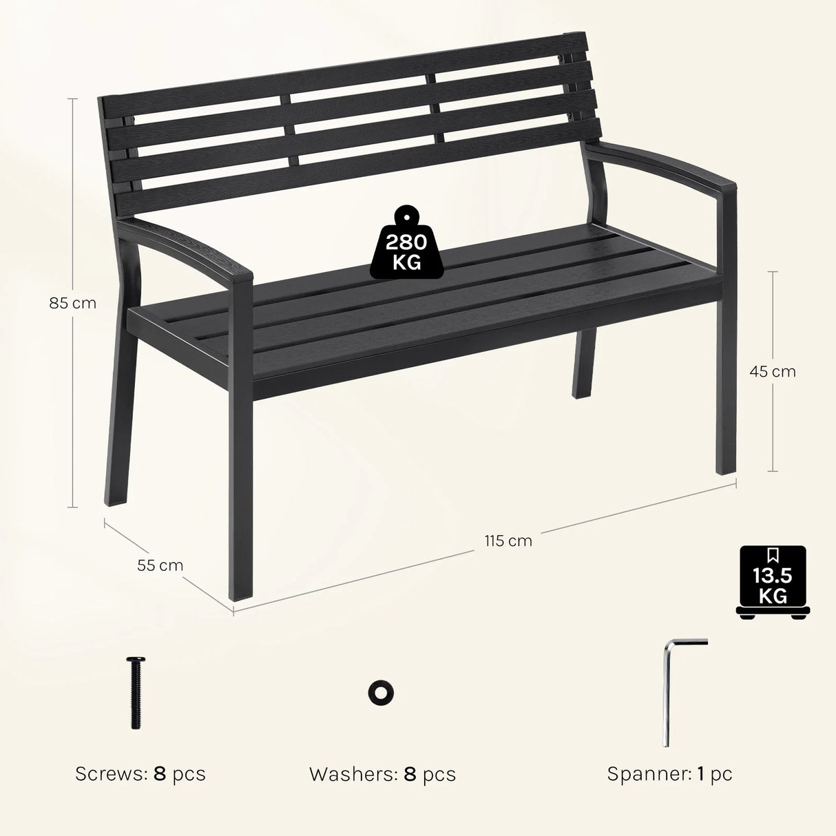 Moderne BukkitBow tuinbank met houten latten en metalen frame, geschikt voor in de tuin of op het terras