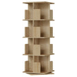 Roterende BukkitBow boekenkast met 4 niveaus, 360 graden draaibaar, modern design en houtafwerking in beeld.