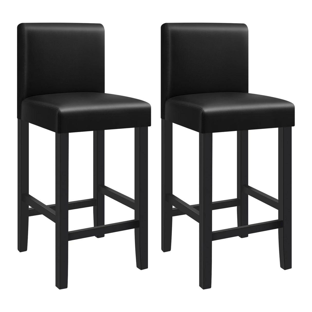 Twee industriële BukkitBow luxe barstoelen van staal en hout in een moderne keuken of baromgeving.