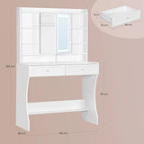 BukkitBow compacte kaptafel met LED-verlichting en verborgen opbergruimte, stijlvolle en functionele make-up tafel.