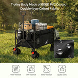 Opvouwbare BukkitBow bolderkar met grote capaciteit en all-terrain wielen, geschikt voor zware lasten en diverse ondergronden.