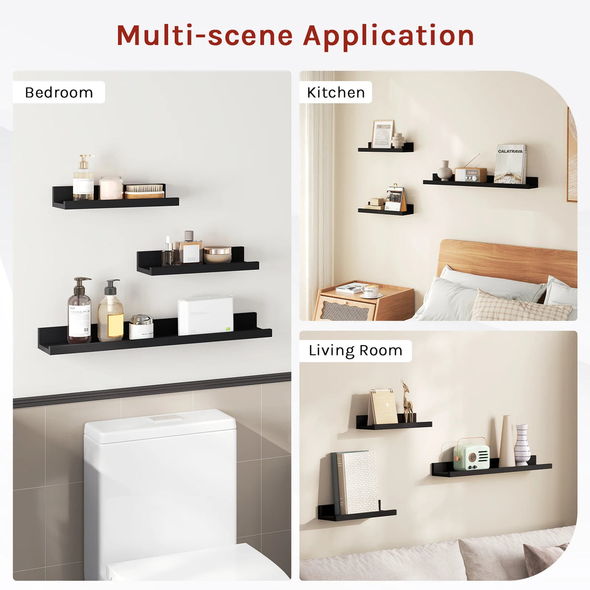 BukkitBow - Set van 3 Zwevende Wandplanken - Hout - Fotoplank - Wandrek