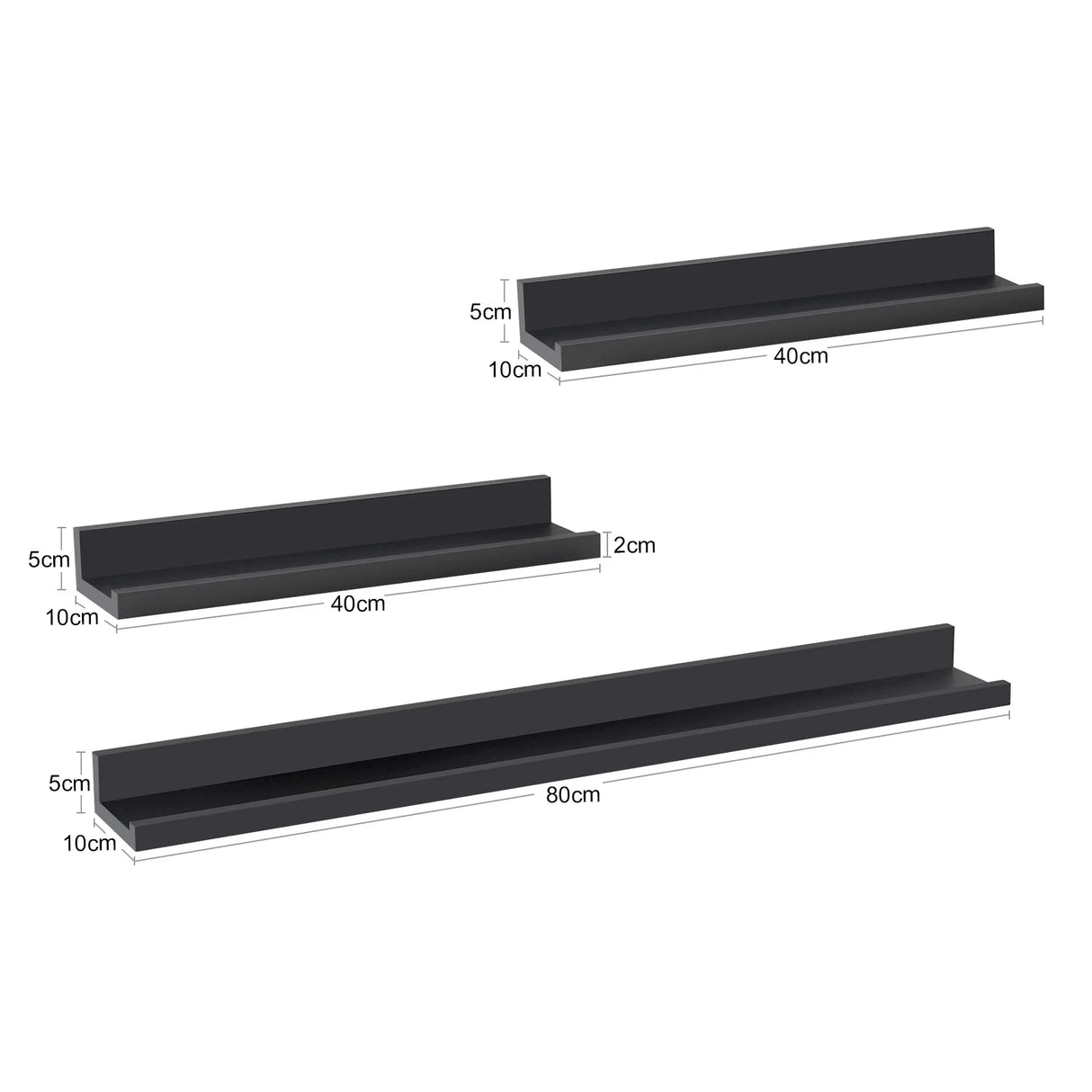 BukkitBow - Set van 3 Zwevende Wandplanken - Hout - Fotoplank - Wandrek