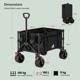 BukkitBow opvouwbare bolderkar met grote capaciteit en all-terrain wielen, ideaal voor zware lasten en verschillende ondergronden.