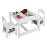 BukkitBow 3-in-1 kindertafel set met omdraaibaar schoolbord, opbergruimte en veilig ontwerp, 63x63x51 cm, kleurrijk en kindvriendelijk.